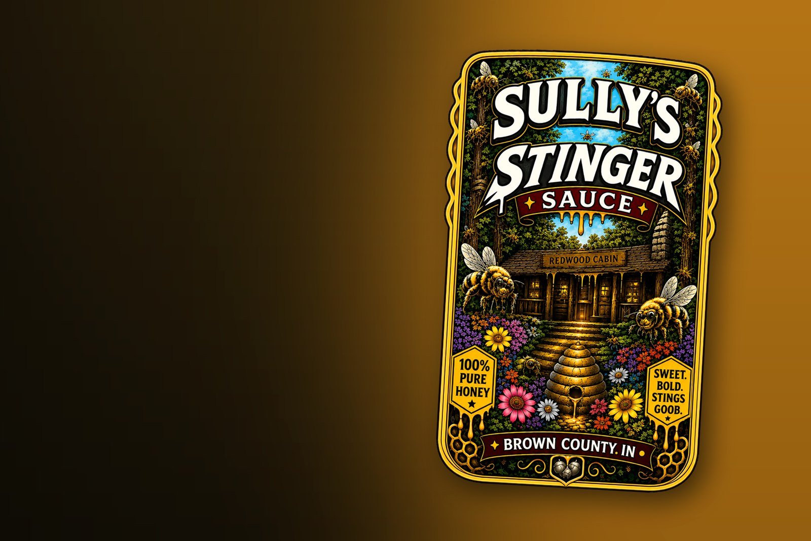 Sully’s Stinger Sauce honey label artwork