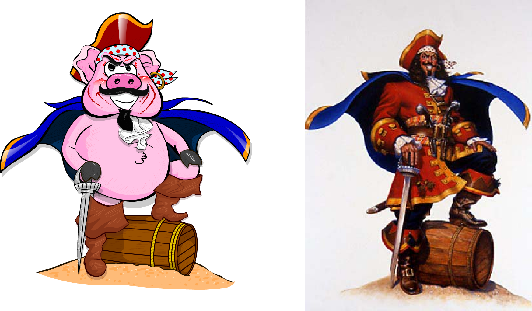 Pirate character illustration — cleanup pass